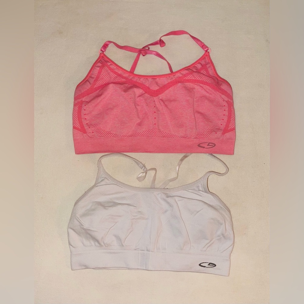 Champion Women's Sports Bra Set - Pink and White; Size: Large GUC